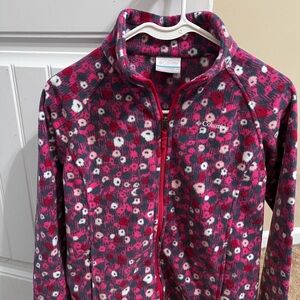Columbia Kids' Red and White Floral Fleece Jacket